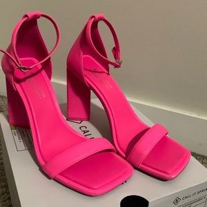 Pink two strap heels